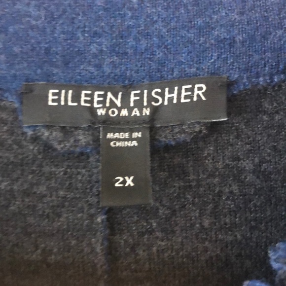 Eileen Fisher Blue Wool Snap Cardigan Sz 2X - Picture 3 of 8